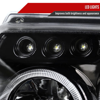 Spec D Projector Halo Headlights (Glossy Black): Jeep Grand Cherokee 1999 - 2004