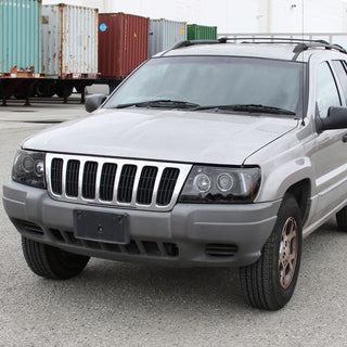 Spec D Projector Halo Headlights (Glossy Black): Jeep Grand Cherokee 1999 - 2004