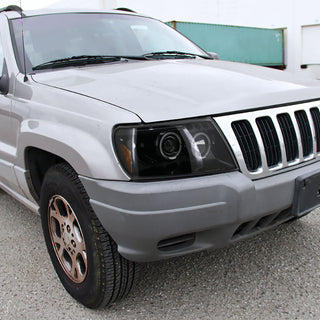 Spec D Projector Halo Headlights (Glossy Black): Jeep Grand Cherokee 1999 - 2004