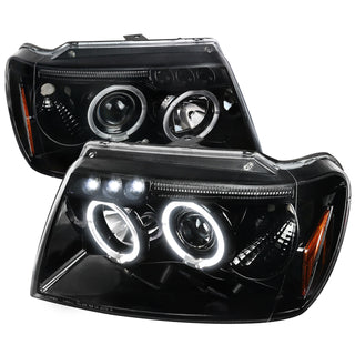 Spec D Projector Halo Headlights (Glossy Black): Jeep Grand Cherokee 1999 - 2004