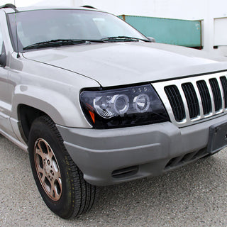 Spec D Projector Halo Headlights (Smoke): Jeep Grand Cherokee 1999 - 2004