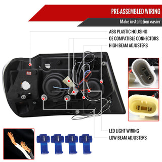 Spec D Projector Halo Headlights (Smoke): Jeep Grand Cherokee 1999 - 2004