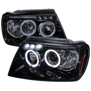 Spec D Projector Halo Headlights (Smoke): Jeep Grand Cherokee 1999 - 2004