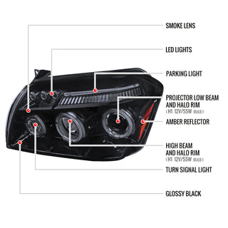 Spec D Projector Halo Headlights (Smoke): Dodge Magnum 2005 - 2007