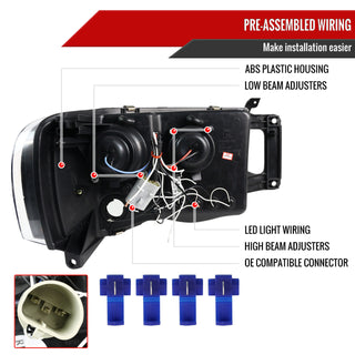 Spec D Projector Halo Headlights (Smoke): Dodge Ram 2002 - 2005