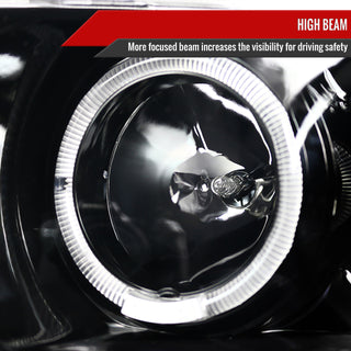 Spec D Projector Halo Headlights (Glossy Black): Dodge Ram 2002 - 2005