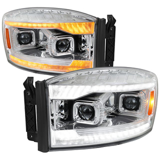 Spec D Projector Headlights Switchback LED Strips: Fits Dodge Ram 1500/2500/3500 2006-2009