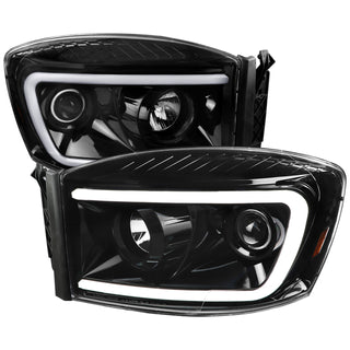 Spec D LED Projector Headlights (Glossy Black): Dodge Ram 2006 - 2008