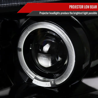 Spec D Projector Halo Headlights (Glossy Black): Dodge Ram 2006 - 2008