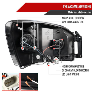 Spec D Projector Halo Headlights (Glossy Black): Dodge Ram 2006 - 2008