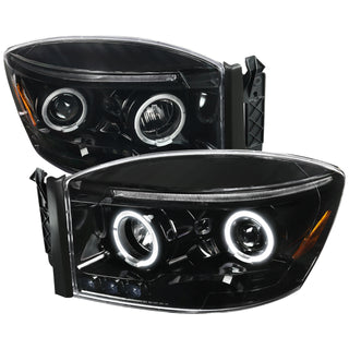 Spec D Projector Halo Headlights (Glossy Black): Dodge Ram 2006 - 2008