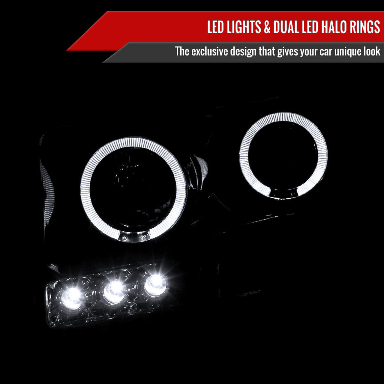 Spec D Projector Halo Headlights (Smoke): Dodge Ram 2006 - 2009
