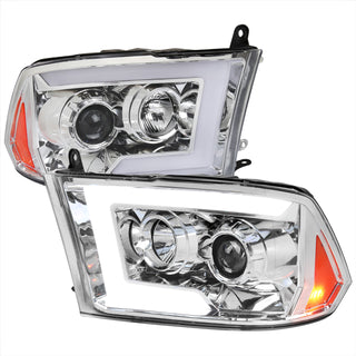 Spec D Projector Halo Headlights w/ Sequential Turn Signal (Chrome): Dodge Ram 2009 - 2018