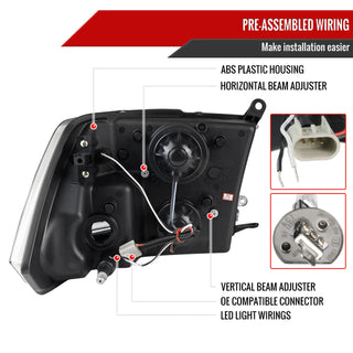 Spec D Projector Headlights w/ Light Bar (Matte Black): Dodge Ram 2009 - 2018