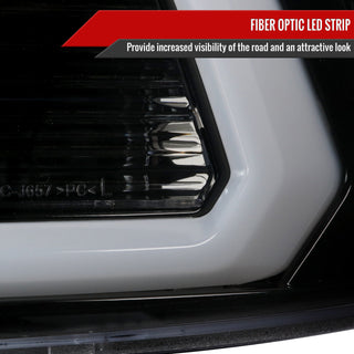 Spec D Projector Headlights w/ Light Bar (Glossy Black): Dodge Ram 2009 - 2018