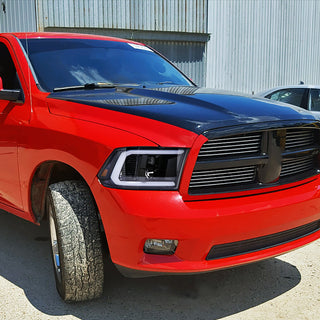 Spec D Projector Headlights w/ Light Bar (Glossy Black): Dodge Ram 2009 - 2018