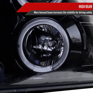 Spec D Projector Halo Headlights (Smoke): Dodge Ram 2009 - 2018