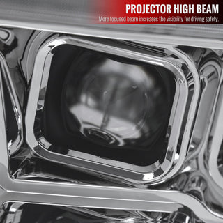 Spec D Projector Halo Headlights (Chrome w/ LED Sequential Signal): Dodge Ram 2009 - 2018