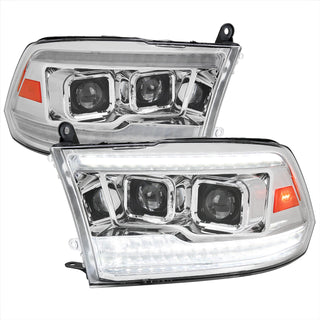 Spec D Projector Halo Headlights (Chrome w/ LED Sequential Signal): Dodge Ram 2009 - 2018