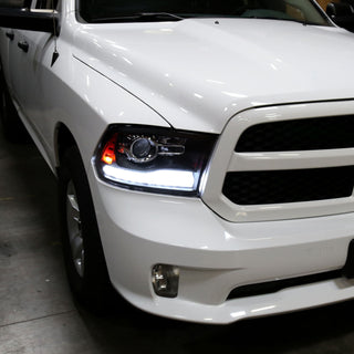 Spec D Projector Halo Headlights (Black w/ Sequential Turn Signal): Dodge Ram 2009 - 2018
