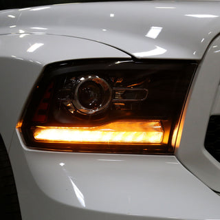 Spec D Projector Halo Headlights (Black w/ Sequential Turn Signal): Dodge Ram 2009 - 2018