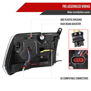 Spec D Projector Halo Headlights (Black w/ Sequential Turn Signal): Dodge Ram 2009 - 2018
