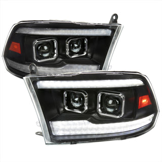 Spec D Projector Halo Headlights (Black w/ LED Sequential Signal): Dodge Ram 2009 - 2018