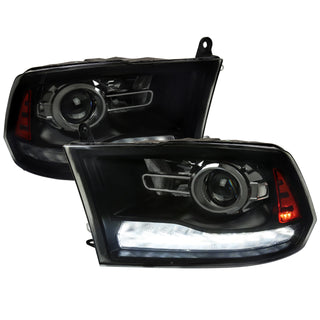 Spec D Projector Halo Headlights (Smoke w/ Sequential Turn Signal): Dodge Ram 2009 - 2018