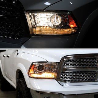 Spec D Projector Halo Headlights w/ LED Bar (Chrome): Ram 2013 - 2018