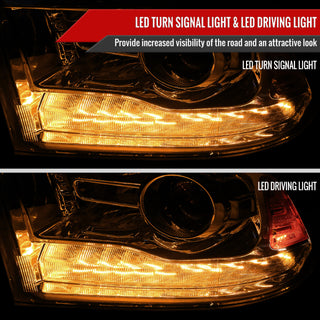 Spec D Projector Halo Headlights w/ LED Bar (Chrome): Ram 2013 - 2018