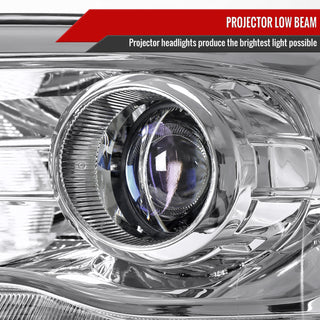Spec D Projector Halo Headlights w/ LED Bar (Chrome): Ram 2013 - 2018