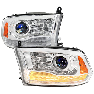 Spec D Projector Halo Headlights w/ LED Bar (Chrome): Ram 2013 - 2018