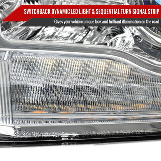 Spec D Projector Halo Headlights w/ LED Bar & Sequential Turn Signal (Chrome): Ram 2013 - 2018