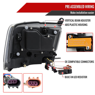 Spec D Projector Halo Headlights w/ LED Bar & Sequential Turn Signal (Chrome): Ram 2013 - 2018