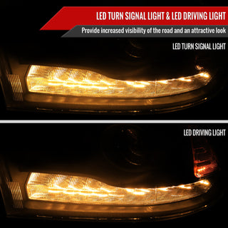 Spec D Projector Halo Headlights w/ LED Bar (Black): Ram 2013 - 2018