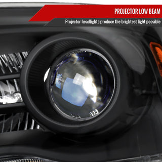 Spec D Projector Halo Headlights w/ LED Bar (Black): Ram 2013 - 2018