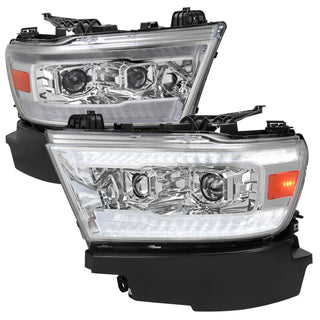 Spec D Projector Halo Headlights (Chrome w/ Sequential Turn Signal): Ram 1500 2019 - 2024