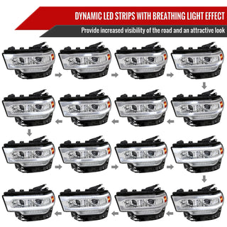 Spec D Projector Halo Headlights (Chrome w/ Sequential LED Signal): Ram 2500 & 3500 2019 - 2024