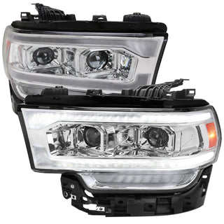 Spec D Projector Halo Headlights (Chrome w/ Sequential LED Signal): Ram 2500 & 3500 2019 - 2024