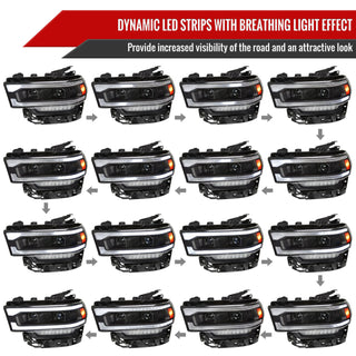 Spec D Projector Halo Headlights (Black w/ Sequential LED Signal): Ram 2500 & 3500 2019 - 2024
