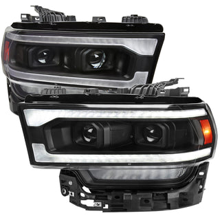 Spec D Projector Halo Headlights (Black w/ Sequential LED Signal): Ram 2500 & 3500 2019 - 2024