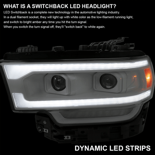 Spec D Projector Halo Headlights (White w/ Sequential LED Signal): Ram 2500 & 3500 2019 - 2024