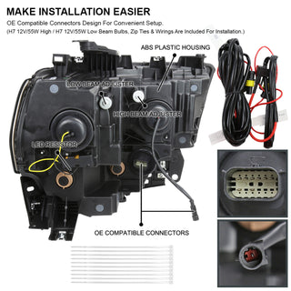 Spec D Projector Halo Headlights (White w/ Sequential LED Signal): Ram 2500 & 3500 2019 - 2024