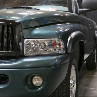 Spec D Projector Halo Headlights (Chrome, RS): Dodge Ram 1994 - 2002