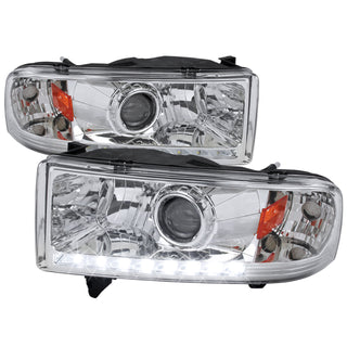 Spec D Projector Halo Headlights (Chrome, RS): Dodge Ram 1994 - 2002