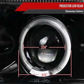 Spec D Projector Halo Headlights (Glossy Black): Dodge Ram 1994 - 2002