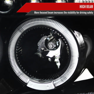 Spec D Projector Halo Headlights (Glossy Black): Dodge Ram 1994 - 2002