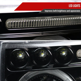 Spec D Projector Halo Headlights (Glossy Black): Dodge Ram 1994 - 2002