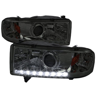 Spec D Projector Halo Headlights (Smoke): Dodge 1994 - 2002
