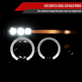 Spec D Projector Halo Headlights (Smoke): Dodge Ram 1994 - 2002